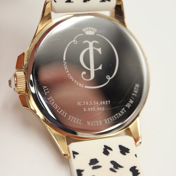 Juicy Couture Jetsetter White Gold Tone 38mm Watch Silicone Strap w New Battery - Picture 12 of 12